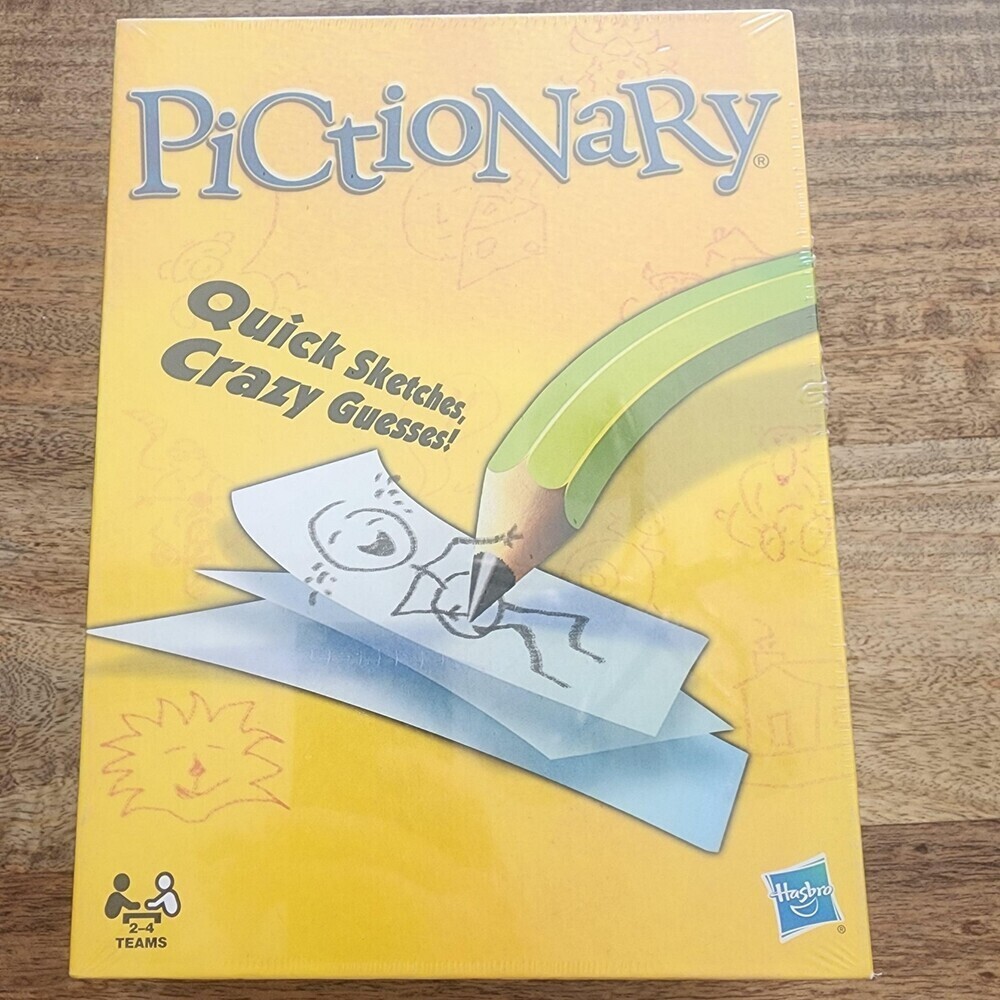 Hasbro Pictionary Board Game 2011 2-4 Teams Party Drawing New Sealed Yellow Box
